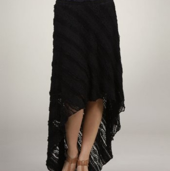 New Black sheer lace panel hi low hem maxi skirt - Picture 1 of 7